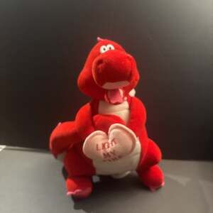 RARE vintage Russ Light my fire , Dragon plush 13" red stuffed valentine